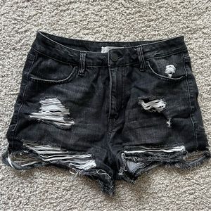 distressed black jean mini shorts from Charlotte Russe , women's 4 <3